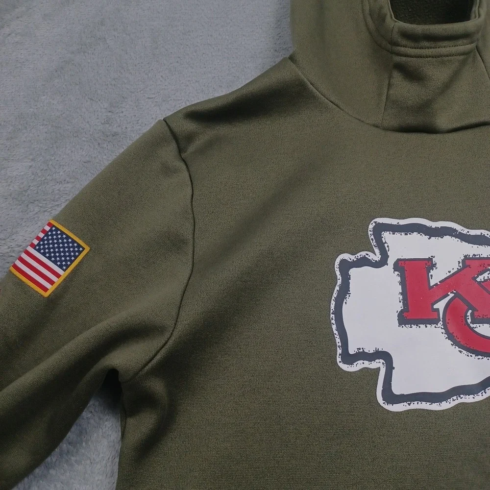 Kansas City Chiefs‎ Hoodie Boys Large Green Nike Therma Fit Pullover